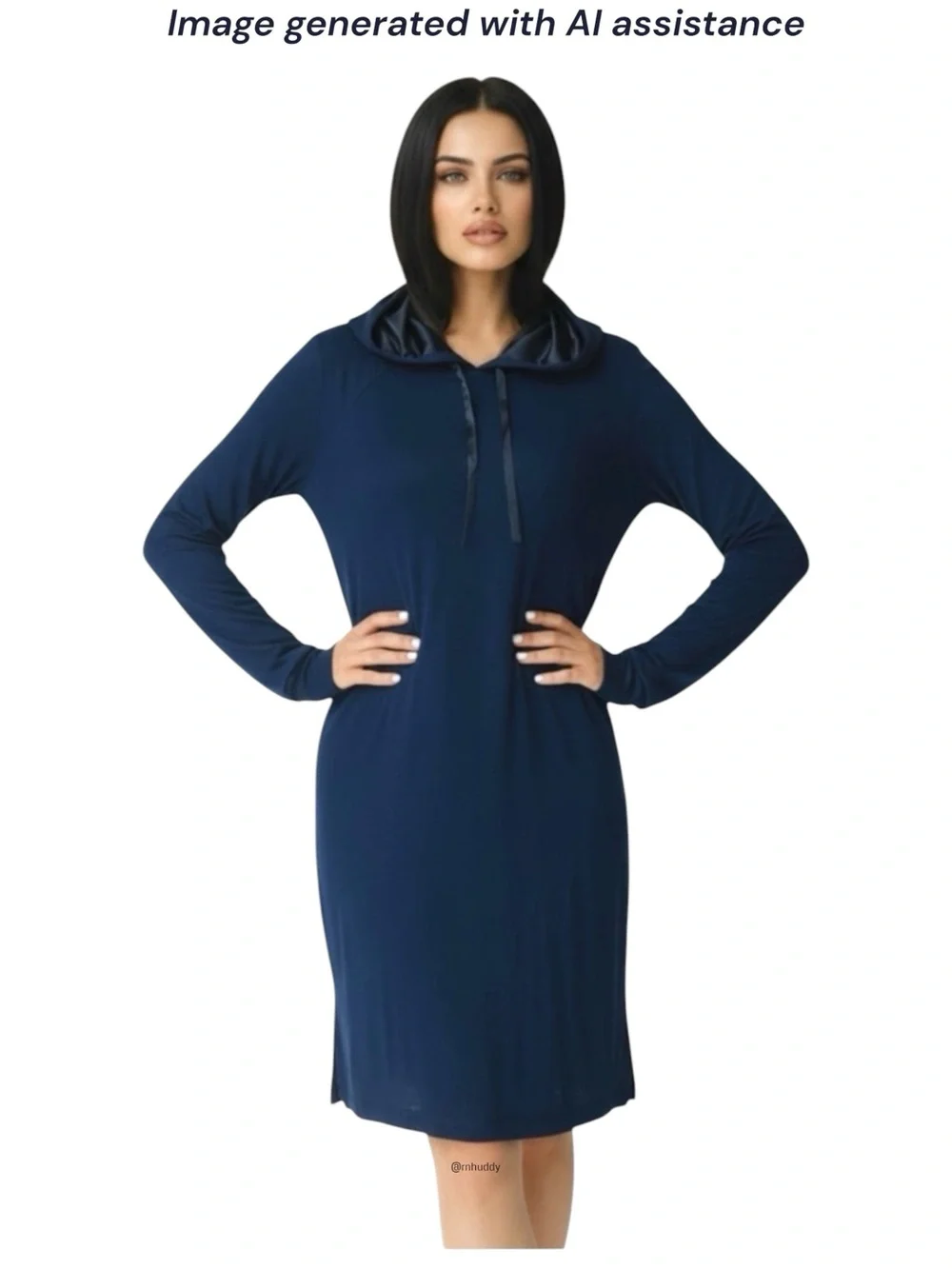 Cozy Earth XS navy hooded bamboo rib knit dress